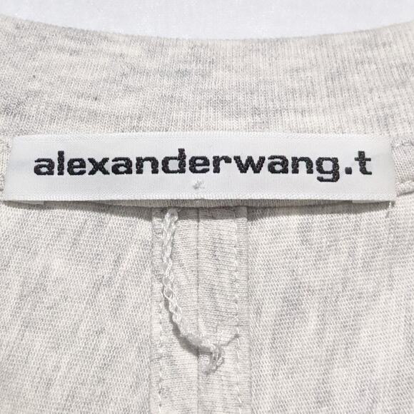 T by Alexander Wang Wash & Go Side Tie Crop Top Tee Gray Women's Size Medium - Picture 7 of 10